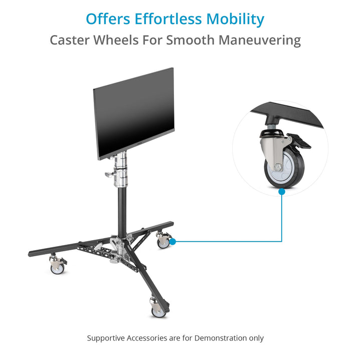 Proaim 6.16ft Double Riser Rolling Monitor Stand with 5/8” Mount | Payload: 33kg/72lb