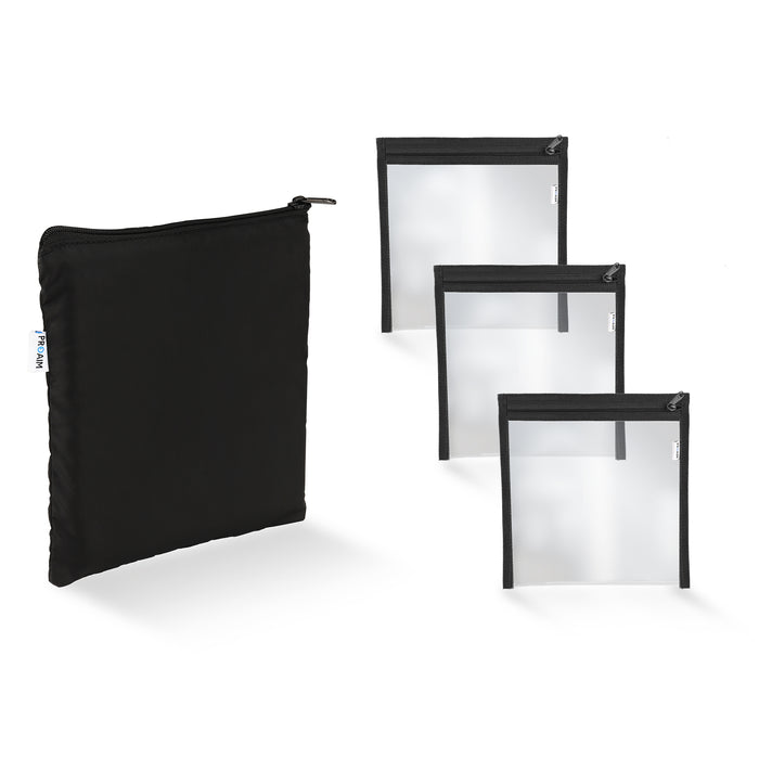 Proaim Cube 4 Pouches Set – 3x Clear Pouch (6.5 x 6.5") & Padded Pouch (8.5 x 9") for Camera Accessories